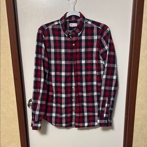 GAP Men's Red and Blue Plaid Shirt Slim Fit Size S